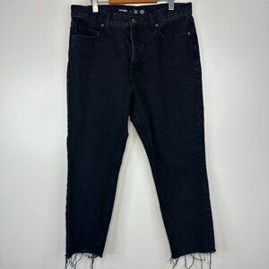 Old Navy Extra High Rise Ski Hi Straight Raw Edge Black Jeans Size 14